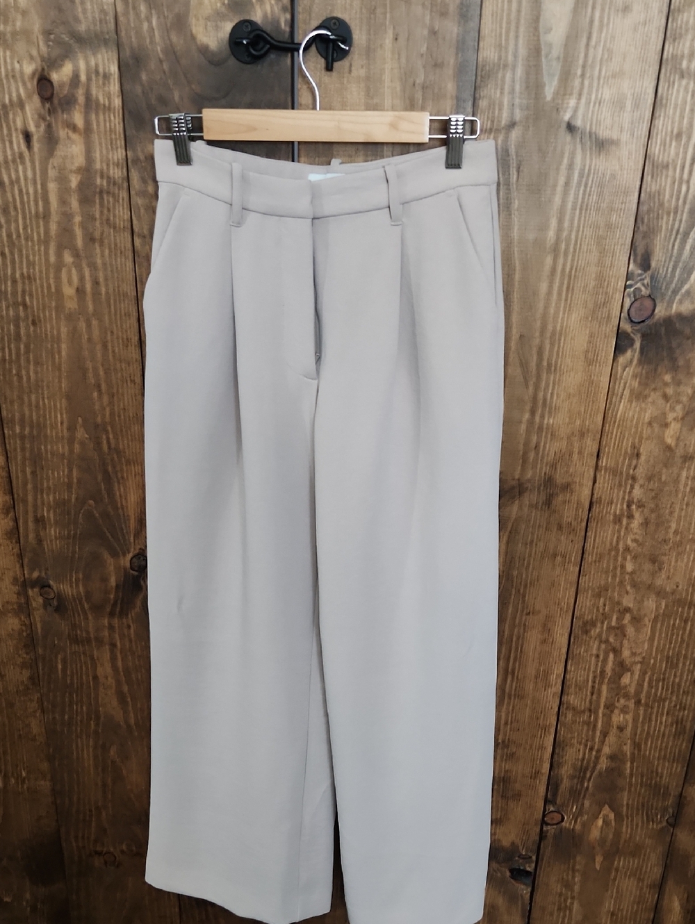 Abercrombie & Fitch Light Taupe High-Waist Wide Leg Pants